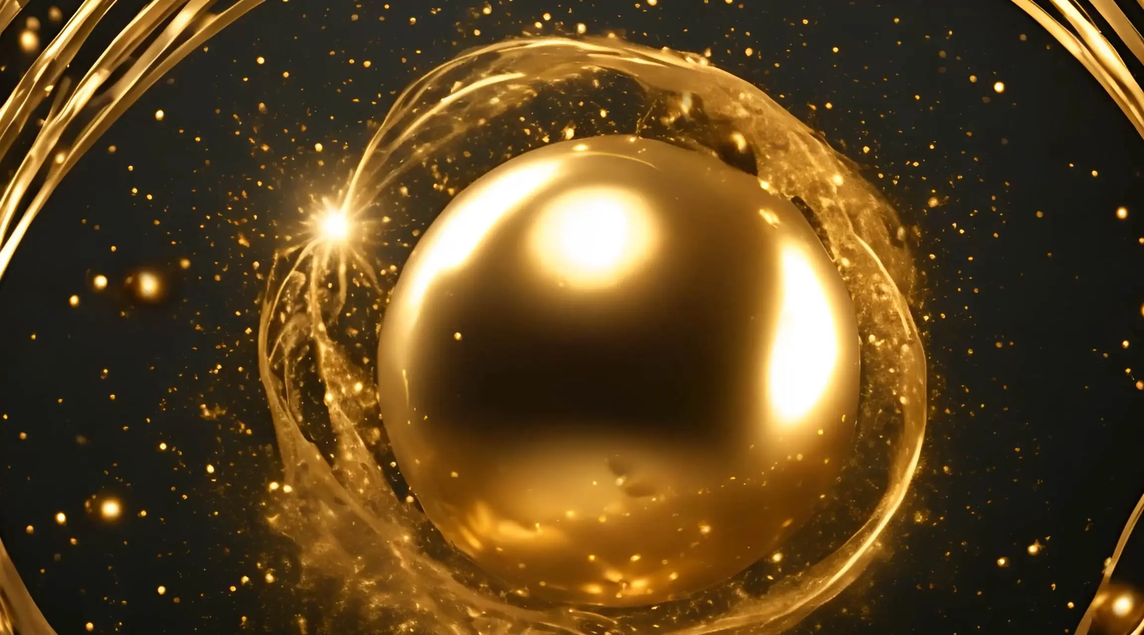Opulent Orbit Luxurious Golden Particle Loop
